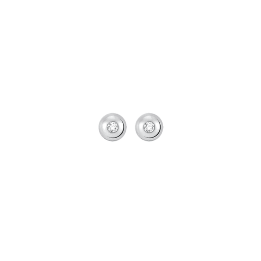 STERLING SILVER CUBIC ZIRCONIA ROUND STUD EARRINGS