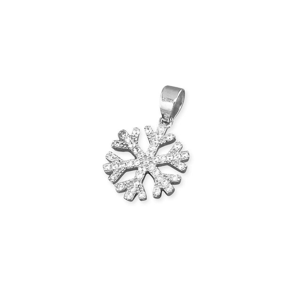 STERLING SILVER CUBIC ZIRCONIA SNOWFLAKE PENDANT 