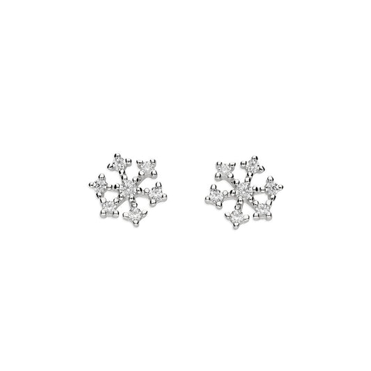 STERLING SILVER CUBIC ZIRCONIA SNOWFLAKE STUD EARRINGS