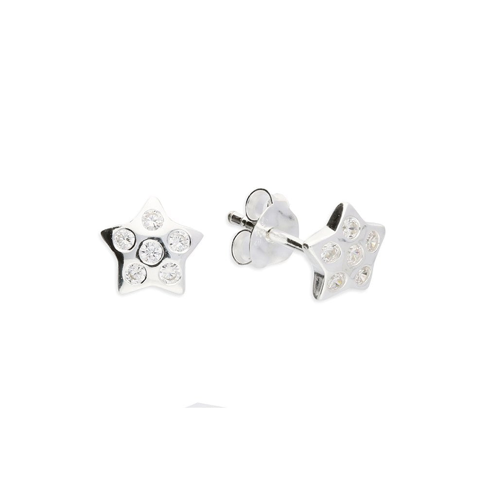 STERLING SILVER CUBIC ZIRCONIA STAR STUD EARRINGS