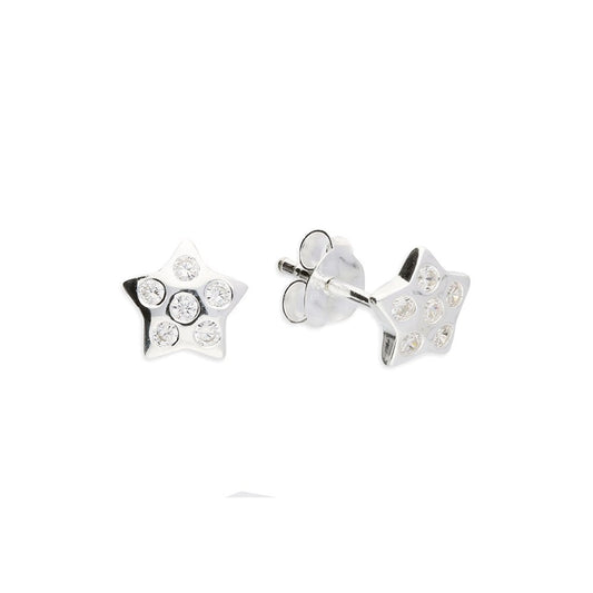 STERLING SILVER CUBIC ZIRCONIA STAR STUD EARRINGS