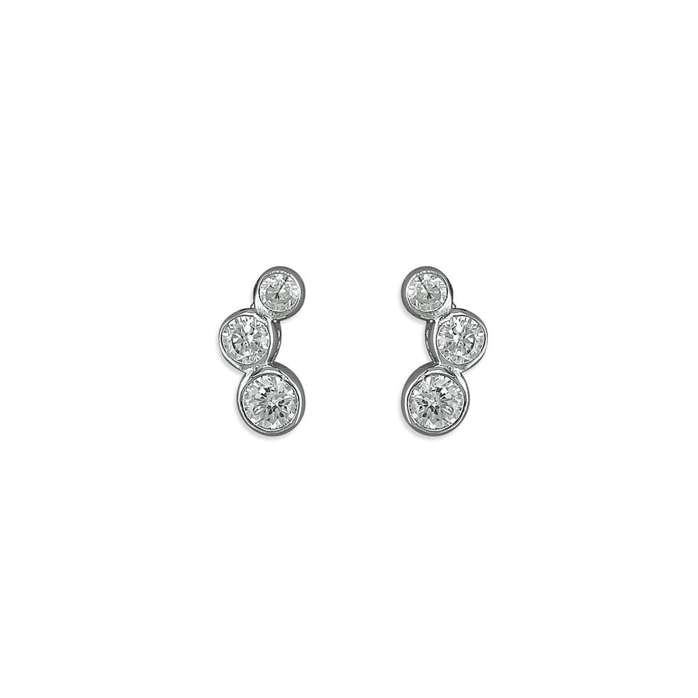 STERLING SILVER CUBIC ZIRCONIA STUD EARRINGS