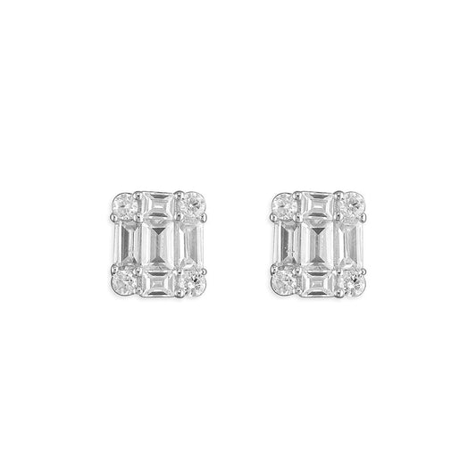 STERLING SILVER CUBIC ZIRCONIA STUD EARRINGS