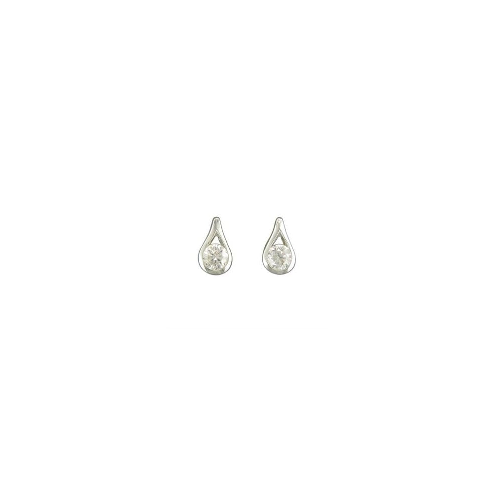 STERLING SILVER CUBIC ZIRCONIA TEARDROP STUD EARRINGS