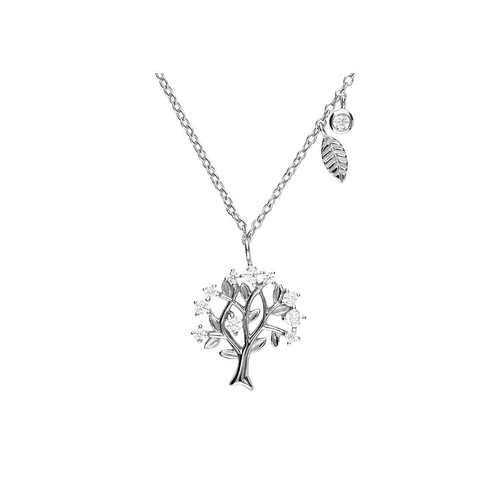 STERLING SILVER CUBIC ZIRCONIA TREE OF LIFE NECKLACE