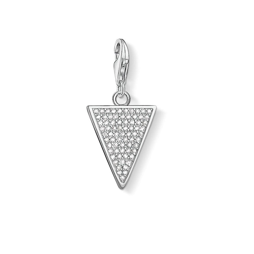 STERLING SILVER CUBIC ZIRCONIA TRIANGLE SHAPE CHARM PENDANT