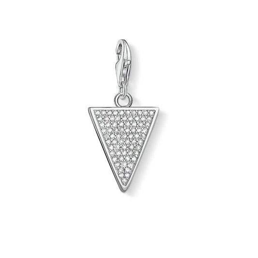 STERLING SILVER CUBIC ZIRCONIA TRIANGLE SHAPE CHARM PENDANT