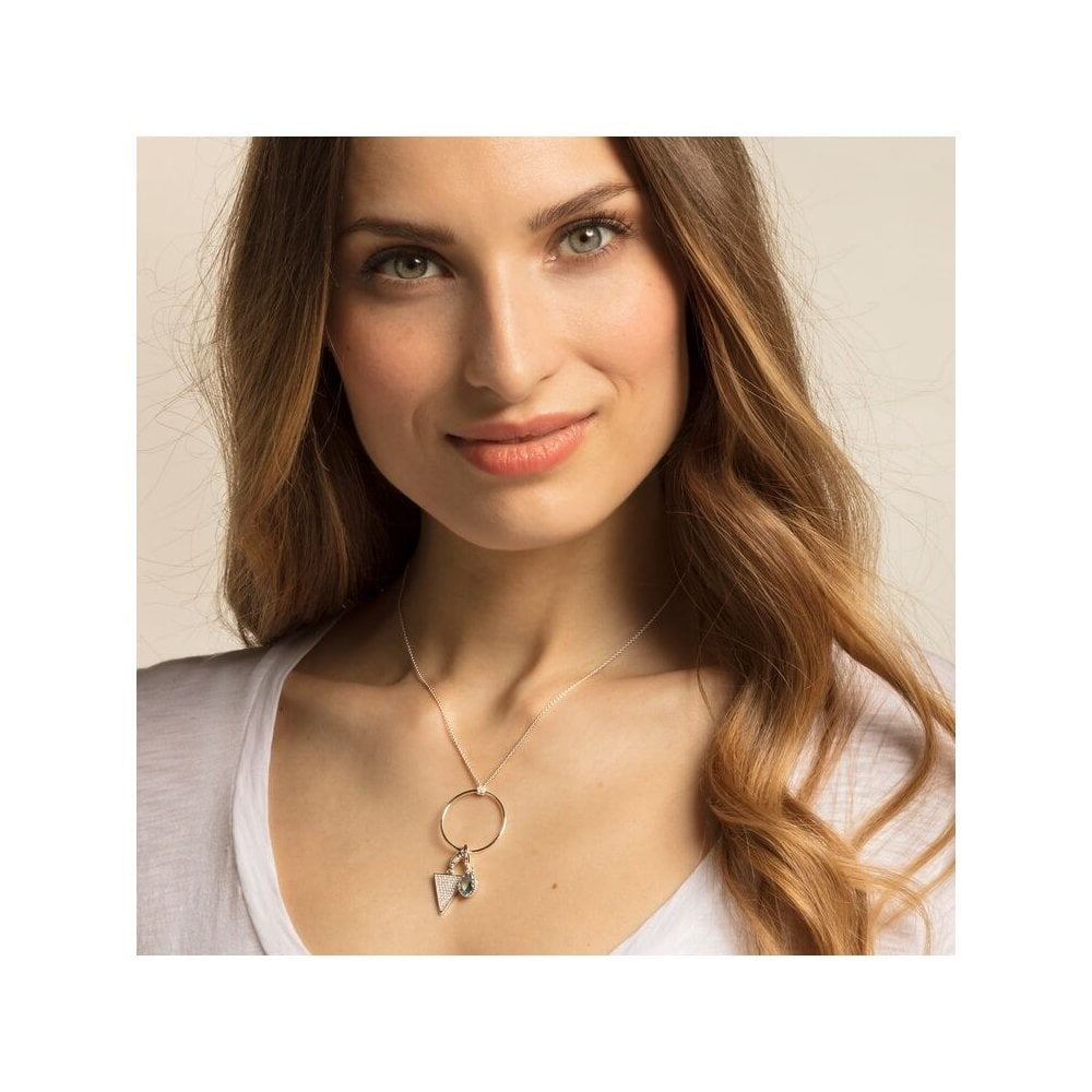 STERLING SILVER CUBIC ZIRCONIA TRIANGLE SHAPE CHARM PENDANT