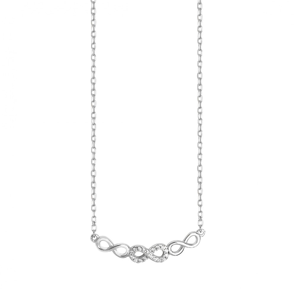 STERLING SILVER CUBIC ZIRCONIA TRIPLE INFINITY NECKLACE