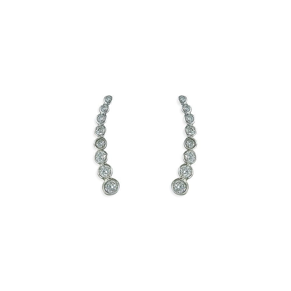 STERLING SILVER CUBIC ZIRCONIA UP-THE-EAR EARRINGS