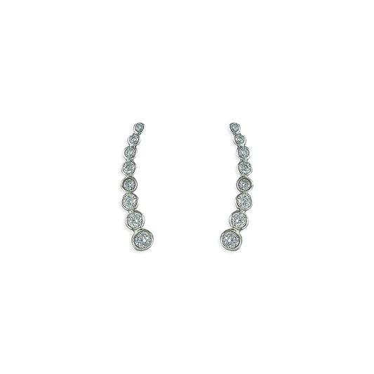 STERLING SILVER CUBIC ZIRCONIA UP-THE-EAR EARRINGS