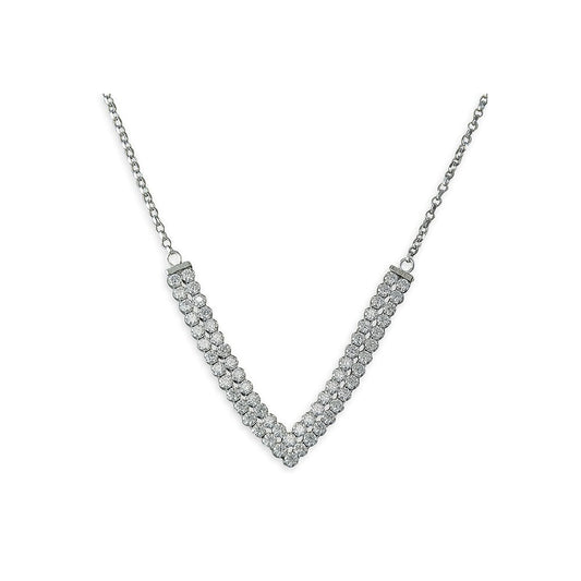 STERLING SILVER CUBIC ZIRCONIA VEE SHAPED NECKLACE