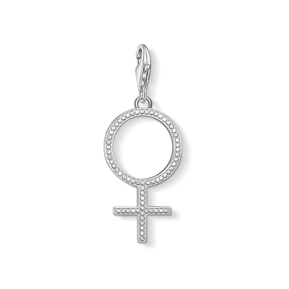 STERLING SILVER CUBIC ZIRCONIA "VENUS" SYMBOL CHARM PENDANT