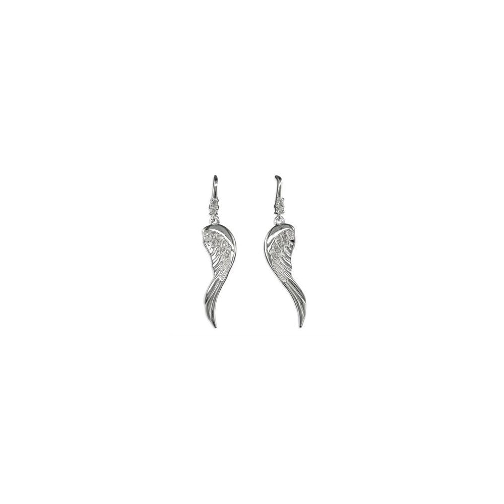 STERLING SILVER CUBIC ZIRCONIA WING DROP EARRINGS