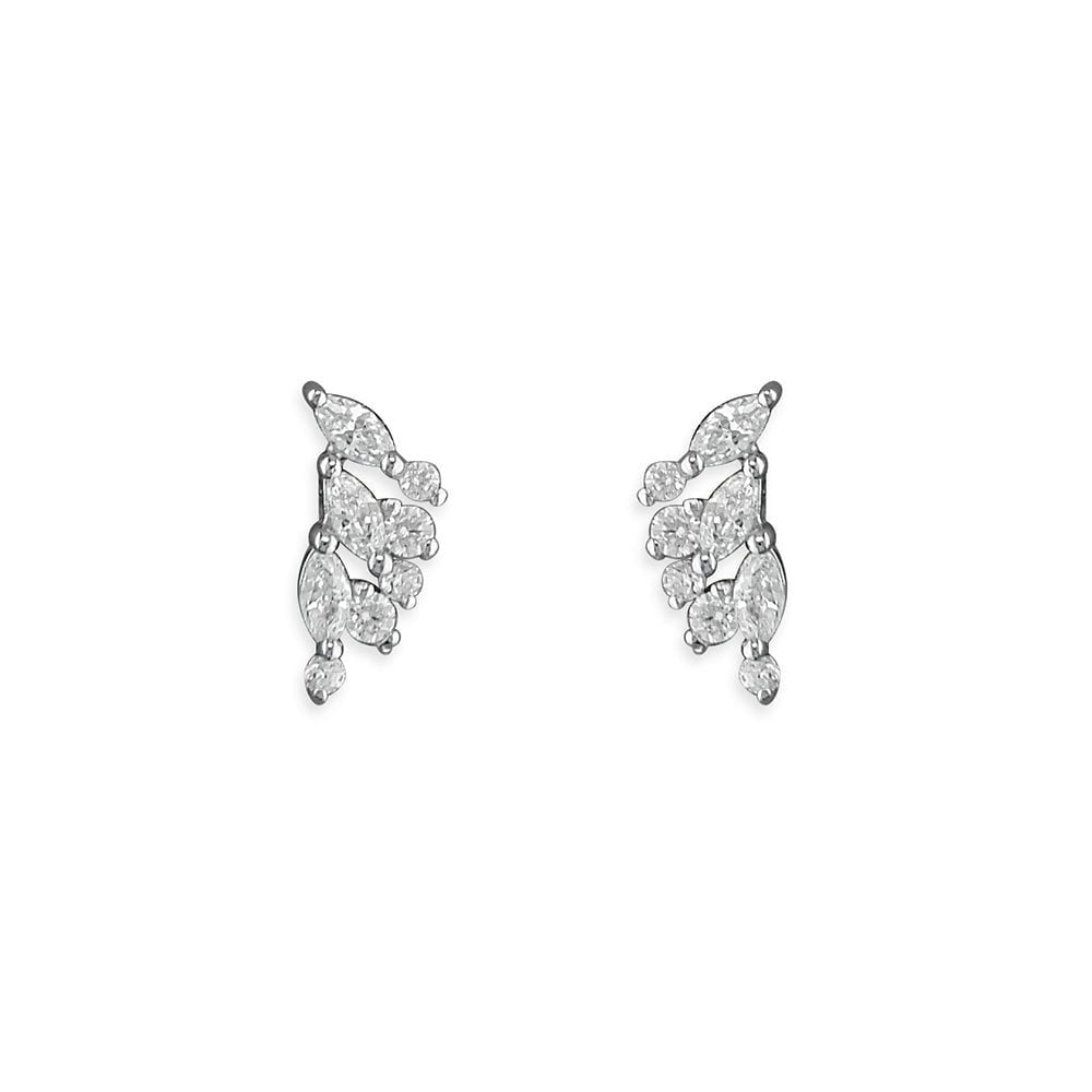 STERLING SILVER CUBIC ZIRCONIA WING STUD EARRINGS