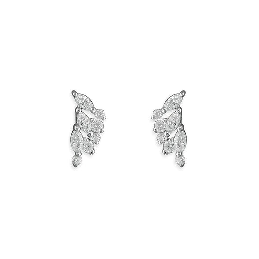 STERLING SILVER CUBIC ZIRCONIA WING STUD EARRINGS