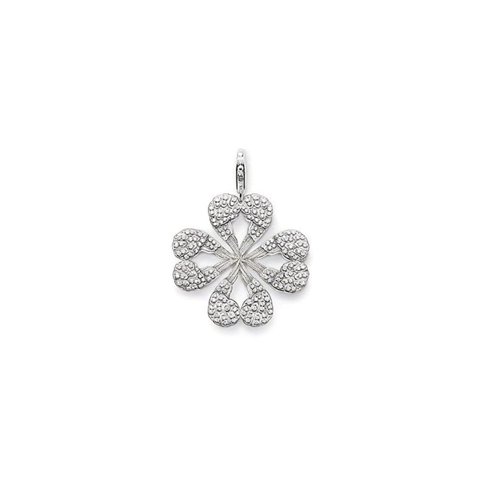 STERLING SILVER CUBIC ZIRCONIA WINGED HEART CLOVER CHARM PENDANT
