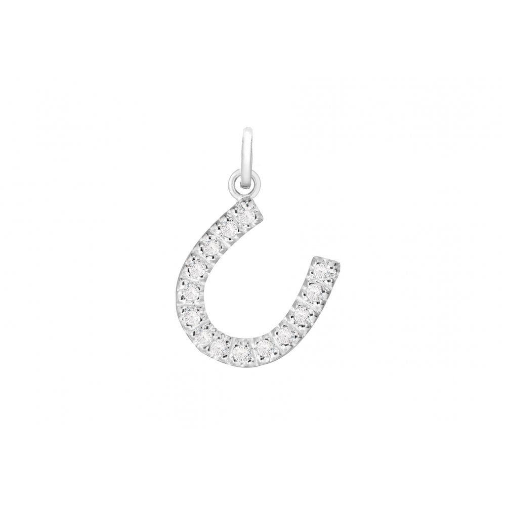 STERLING SILVER CZ 15MM X 18MM HORSESHOE PENDANT