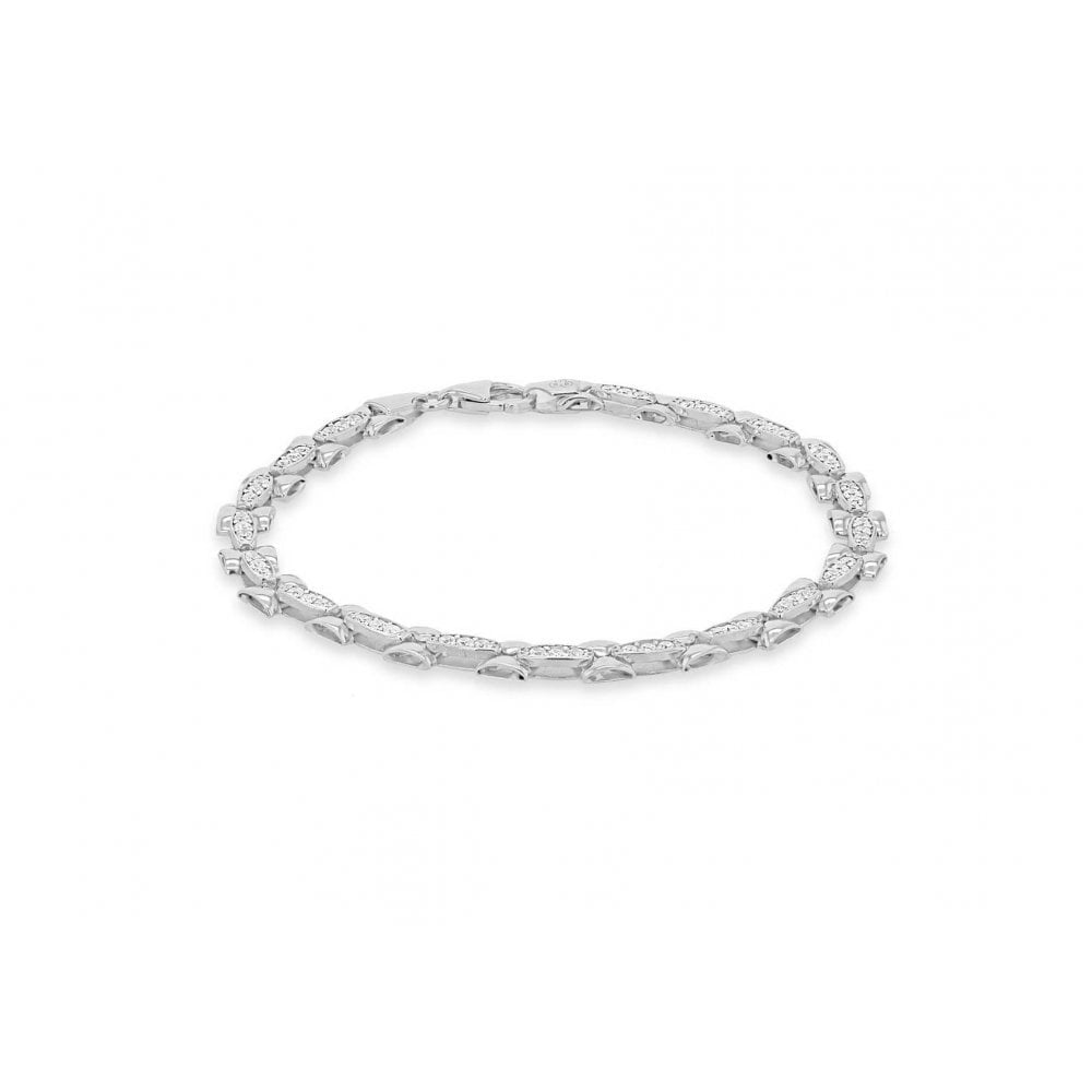STERLING SILVER CZ 5.3MM PANTHER-STYLE BRACELET