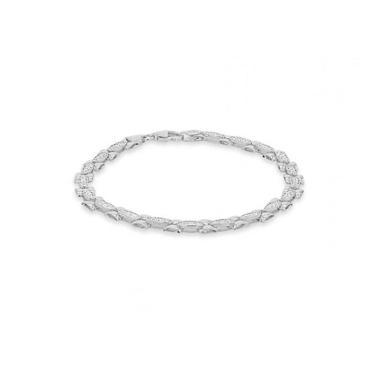 STERLING SILVER CZ 5.3MM PANTHER-STYLE BRACELET
