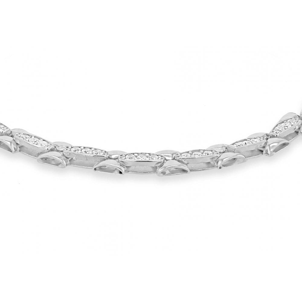 STERLING SILVER CZ 5.3MM PANTHER-STYLE BRACELET
