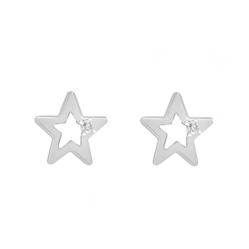 STERLING SILVER CZ CUTOUT-STAR STUD EARRINGS