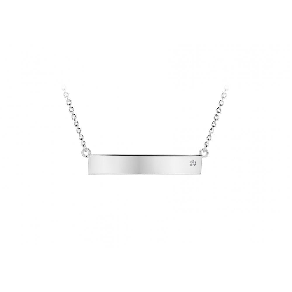 STERLING SILVER CZ HORIZONTAL-BAR NECKLACE