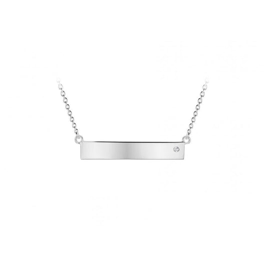 STERLING SILVER CZ HORIZONTAL-BAR NECKLACE
