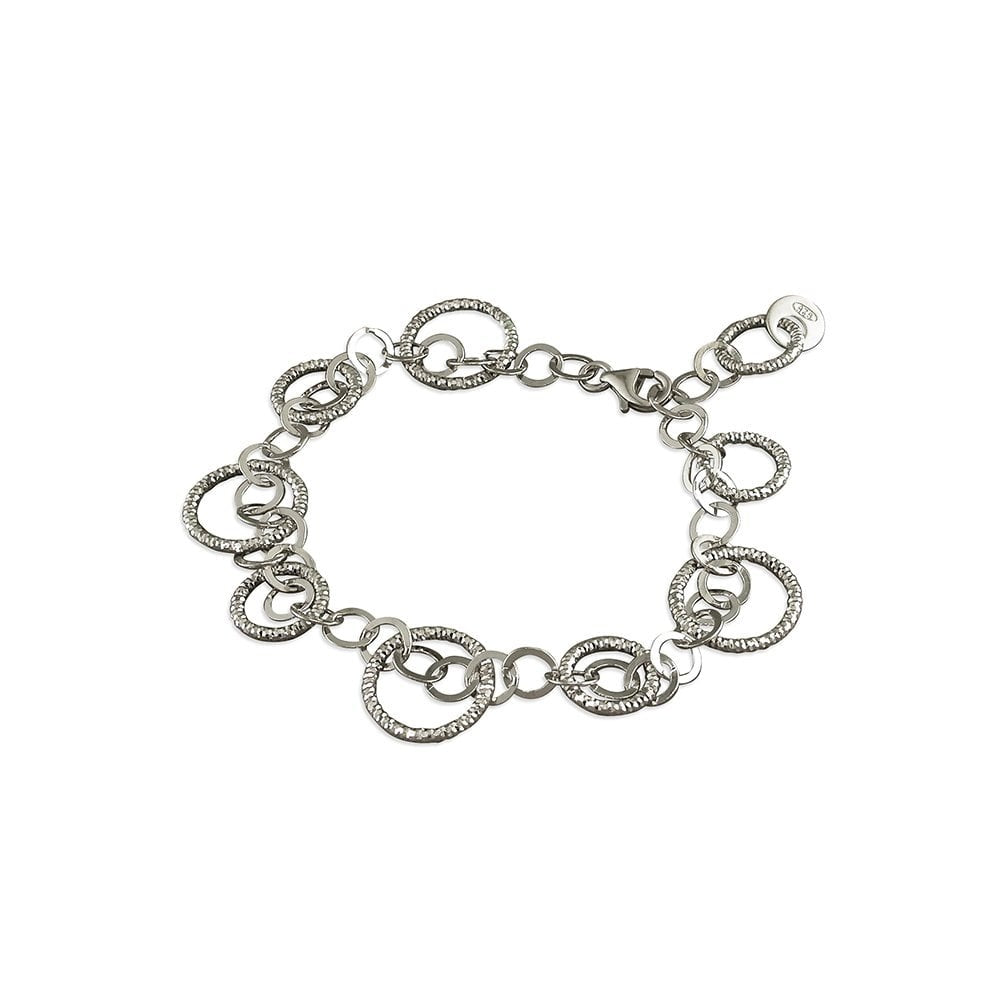 STERLING SILVER DIAMOND CUT CIRCLES BRACELET