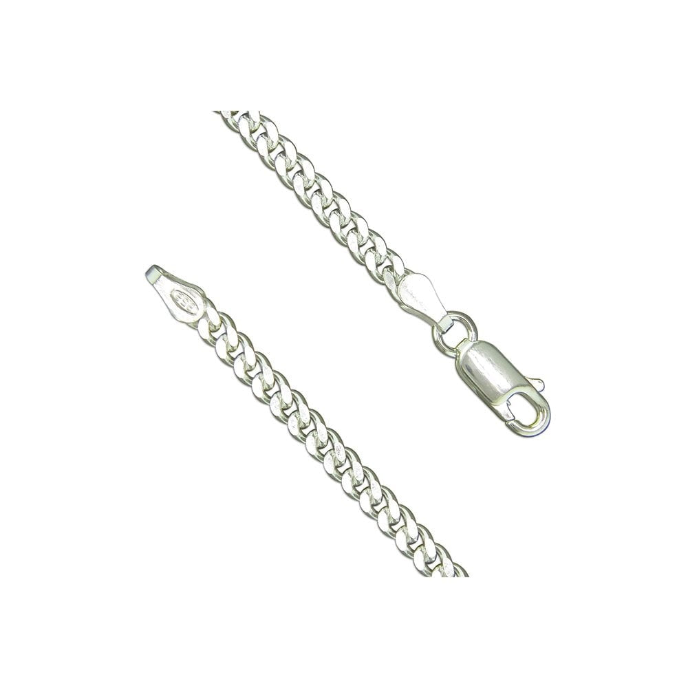 STERLING SILVER DIAMOND-CUT CURB BRACELET