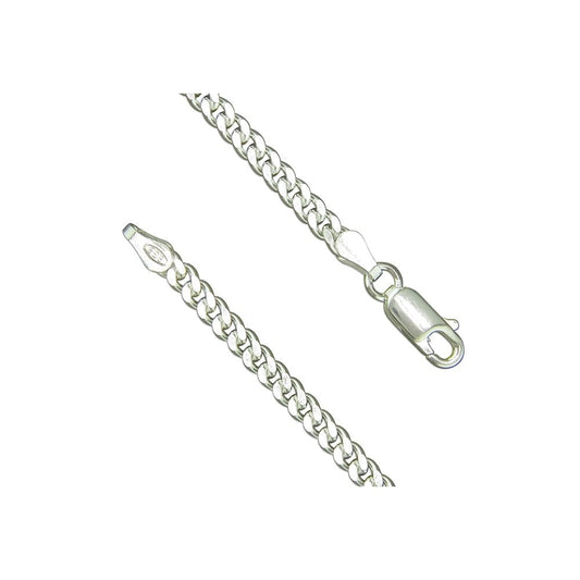 STERLING SILVER DIAMOND-CUT CURB BRACELET