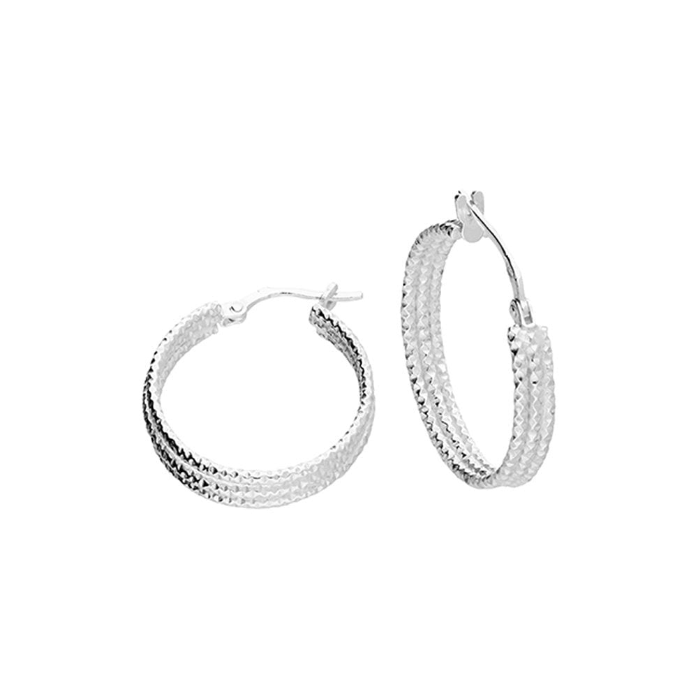 STERLING SILVER DIAMOND-CUT HOOP EARRINGS