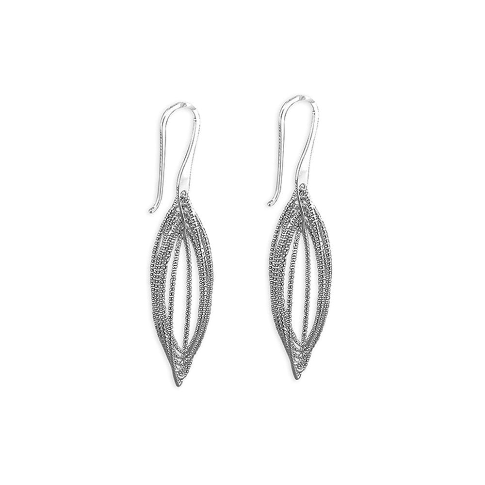 STERLING SILVER DIAMOND CUT OVAL DROP EARRINGS