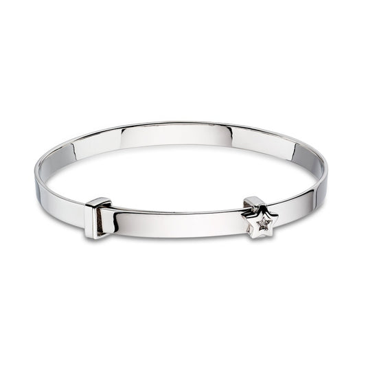 STERLING SILVER DIAMOND STAR BABY BANGLE