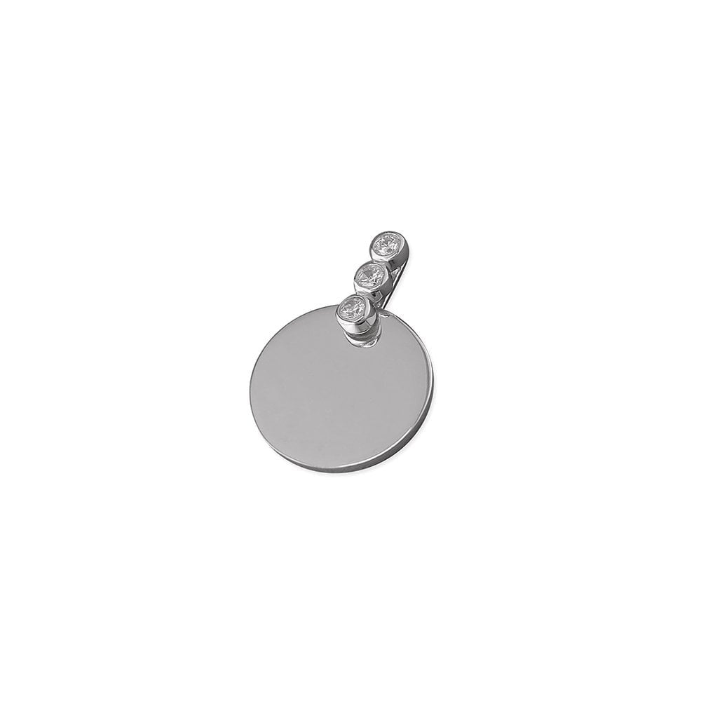 STERLING SILVER DISC AND CUBIC ZIRCONIA BAIL