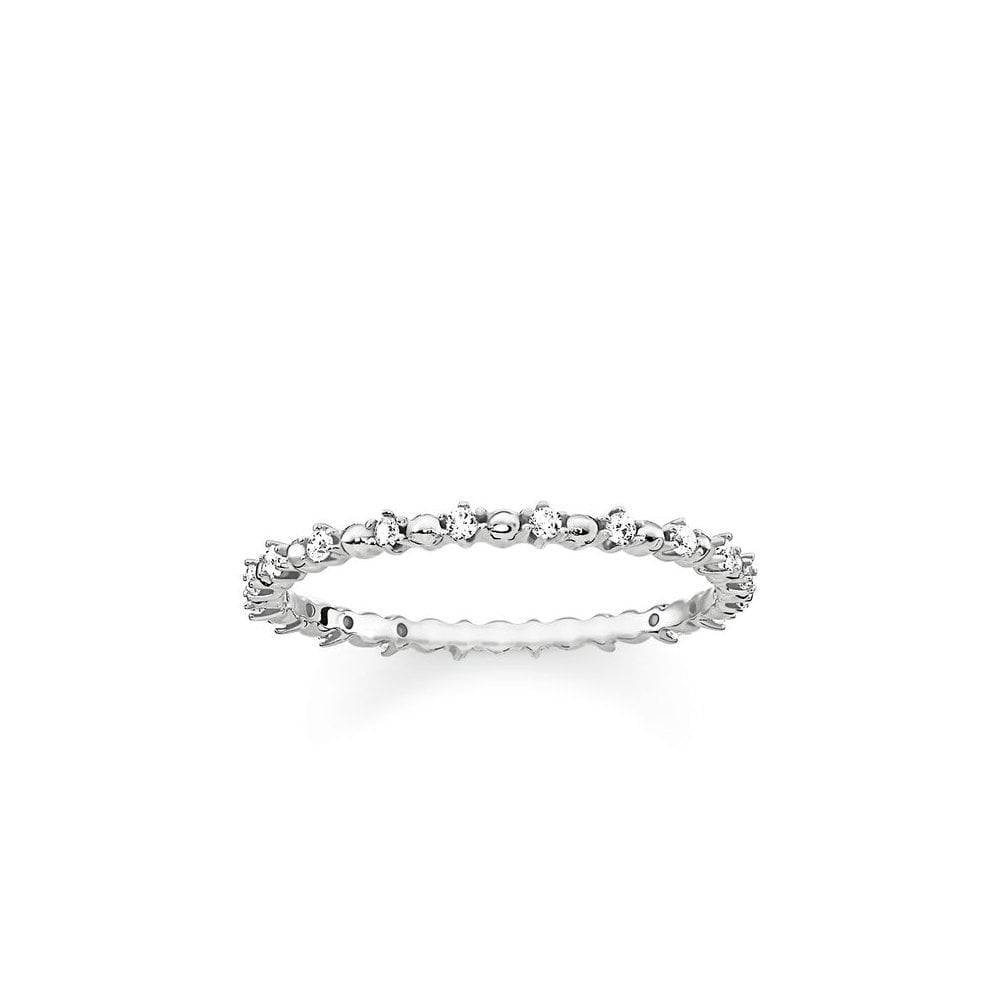 STERLING SILVER DOTS RING WITH CUBIC ZIRCONIA