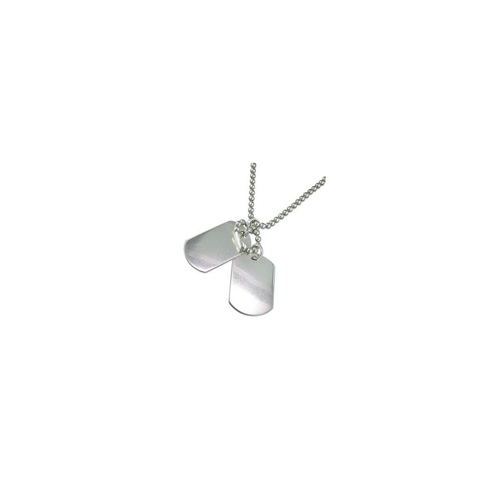 STERLING SILVER DOUBLE DOGTAG PENDANT ON BEAD CHAIN