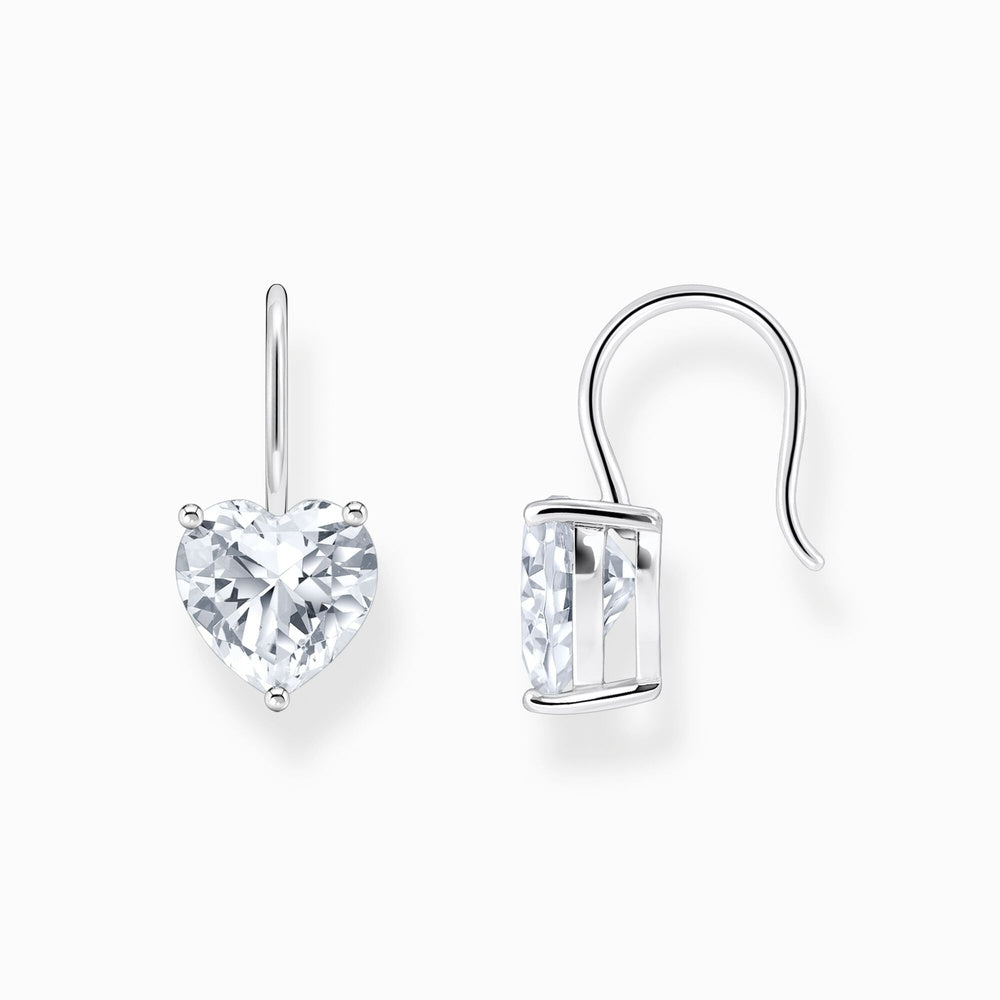 STERLING SILVER DROP EARRINGS WITH HEART-SHAPED ZIRCONIA