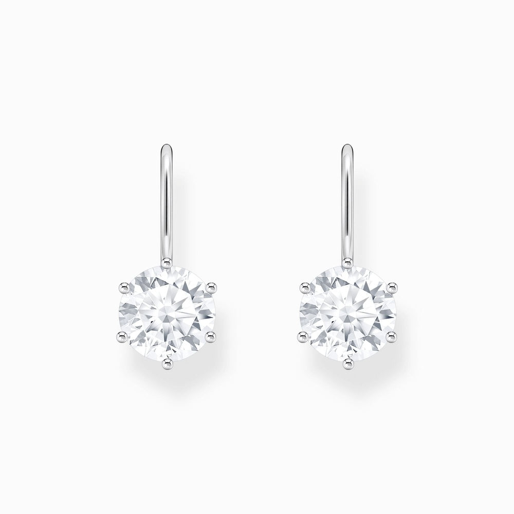 STERLING SILVER DROP EARRINGS WITH WHITE ZIRCONIA