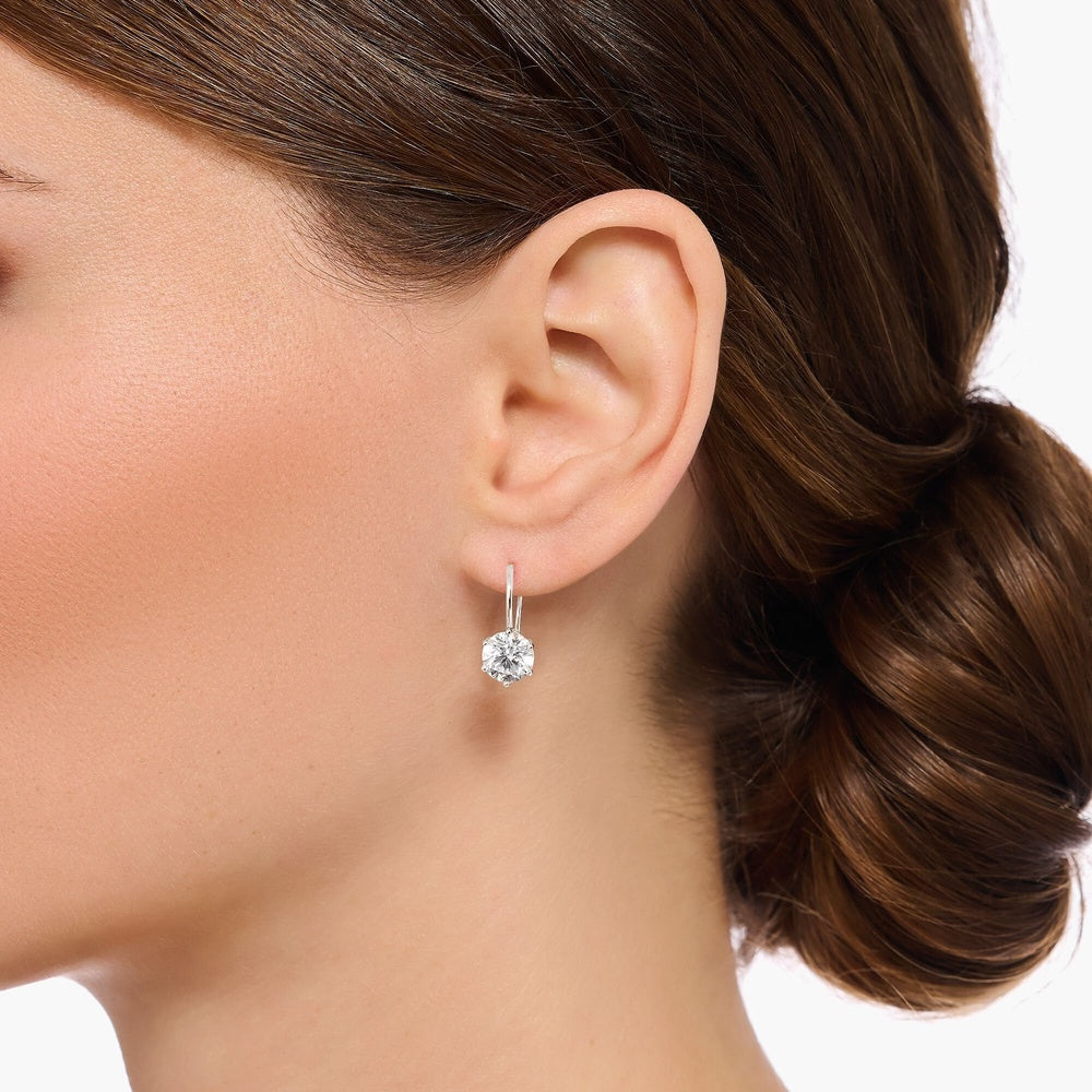 STERLING SILVER DROP EARRINGS WITH WHITE ZIRCONIA