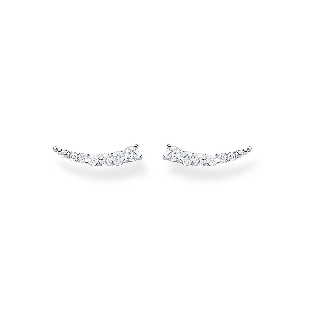 STERLING SILVER EAR CLIMBER EARRINGS WITH WHITE CRYSTALS