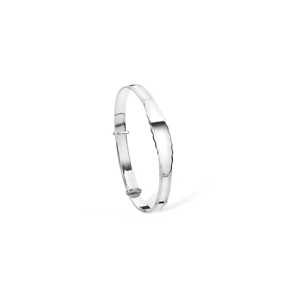 STERLING SILVER EDGED DESIGN ID EXPANDABLE BABY BANGLE