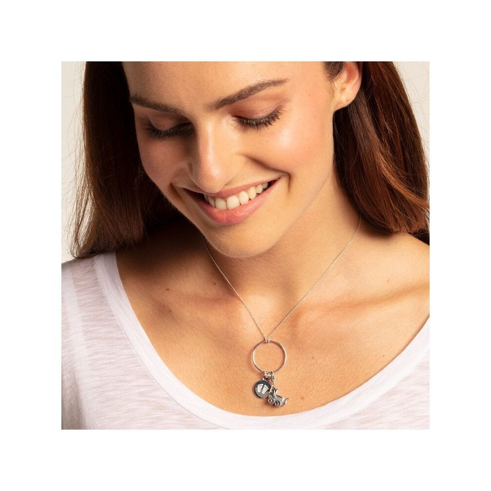 STERLING SILVER ENGRAVABLE DISC BABY FOOTPRINT CHARM PENDANT