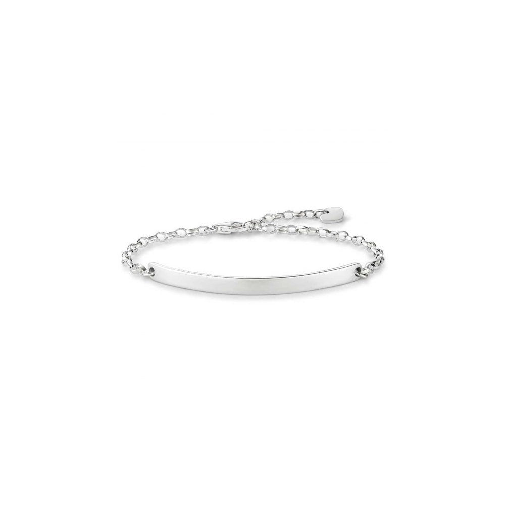 STERLING SILVER ENGRAVABLE IDENTITY BRACELET WITH HEART DETAIL
