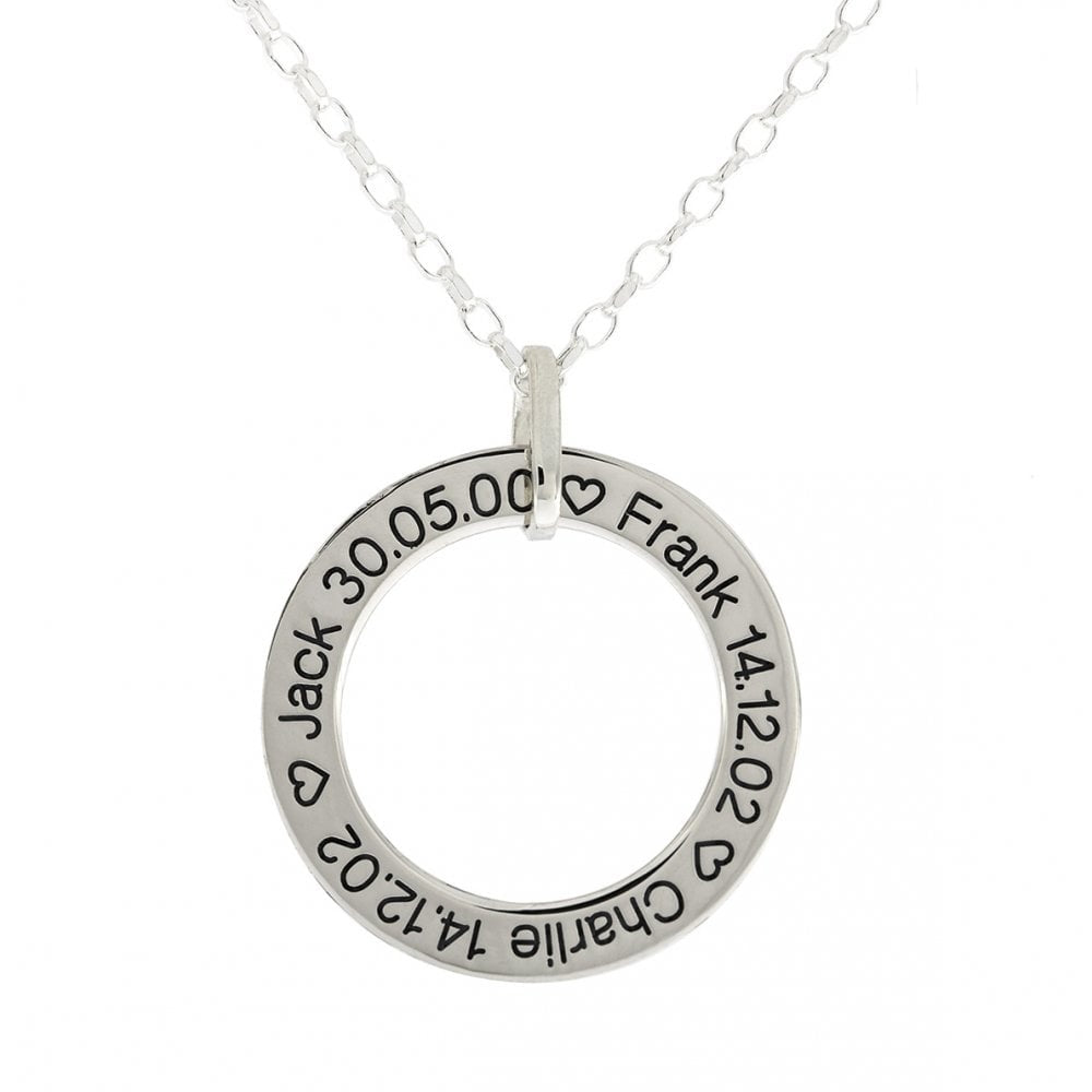 STERLING SILVER FAMILY CIRCLE PENDANT MADE TO ORDER