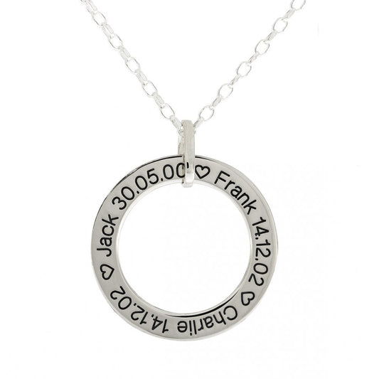 STERLING SILVER FAMILY CIRCLE PENDANT MADE TO ORDER