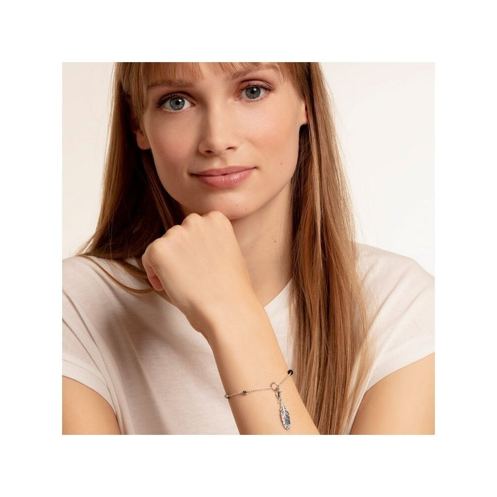 STERLING SILVER FEATHER CHARM PENDANT WITH TURQUOISE STONES