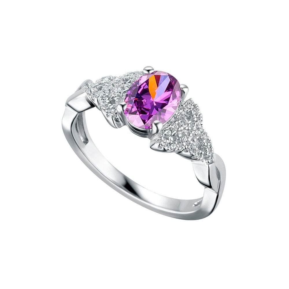 STERLING SILVER FEBRUARY BIRTHSTONE TRINITY KNOT RING