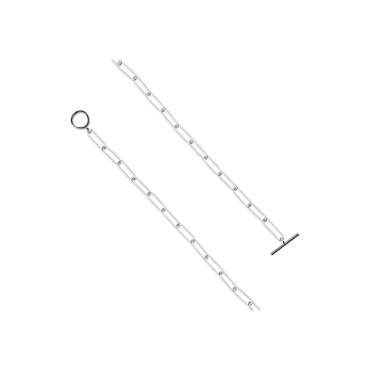 STERLING SILVER FLATTENED OVAL OPEN BELCHER T-BAR NECKLACE