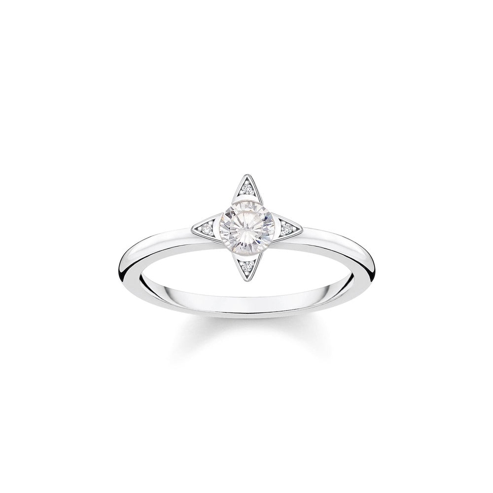 STERLING SILVER FLOWER SHAPE CUBIC ZIRCONIA RING